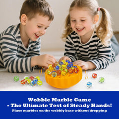 Ninigai Wobble glass marbles with a shiny, tactile feel for precise stacking