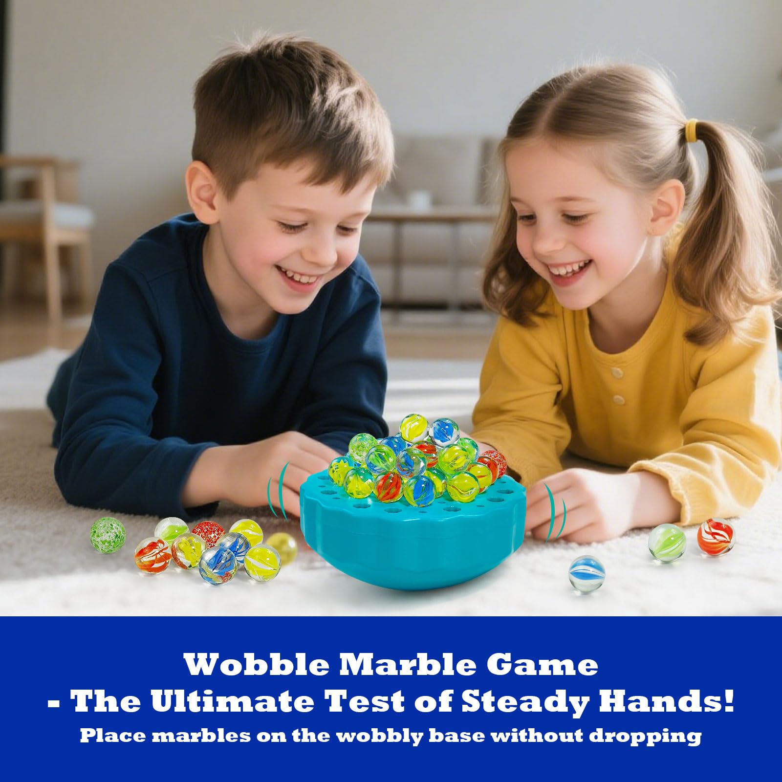 Ninigai Wobble Marble Game glass marbles ready for a balance challenge during games.