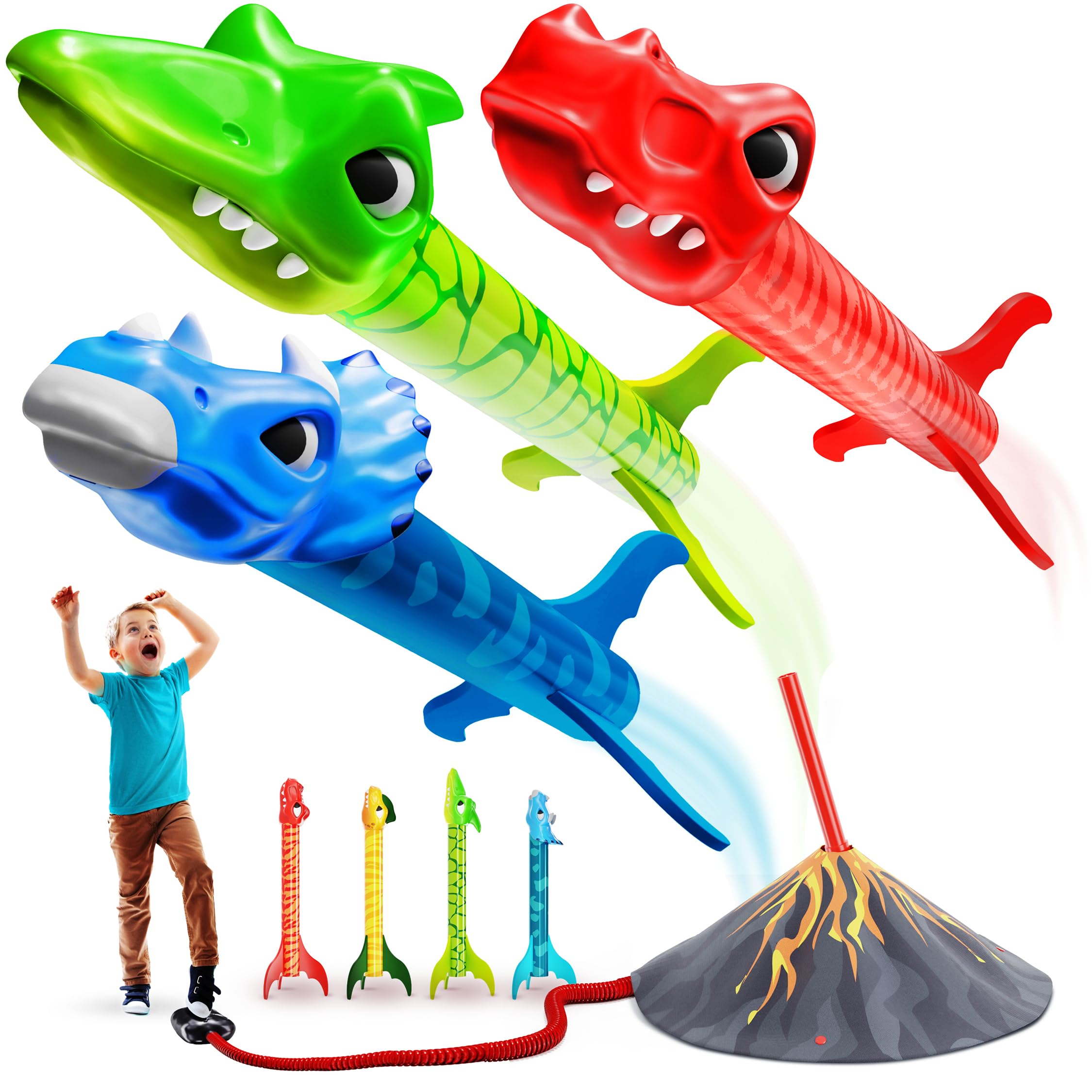 Ninja Blast dinosaur rocket launcher front view highlights backyard play readiness