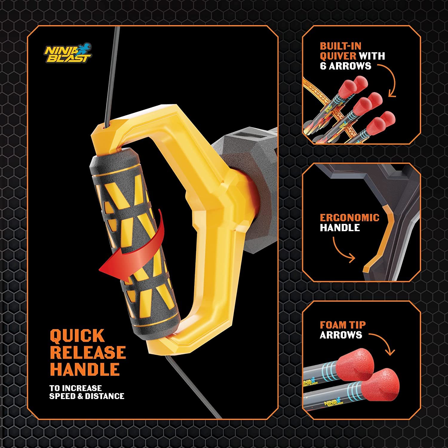 Ninja Blast ergonomic design provides comfortable grip and steady aiming.
