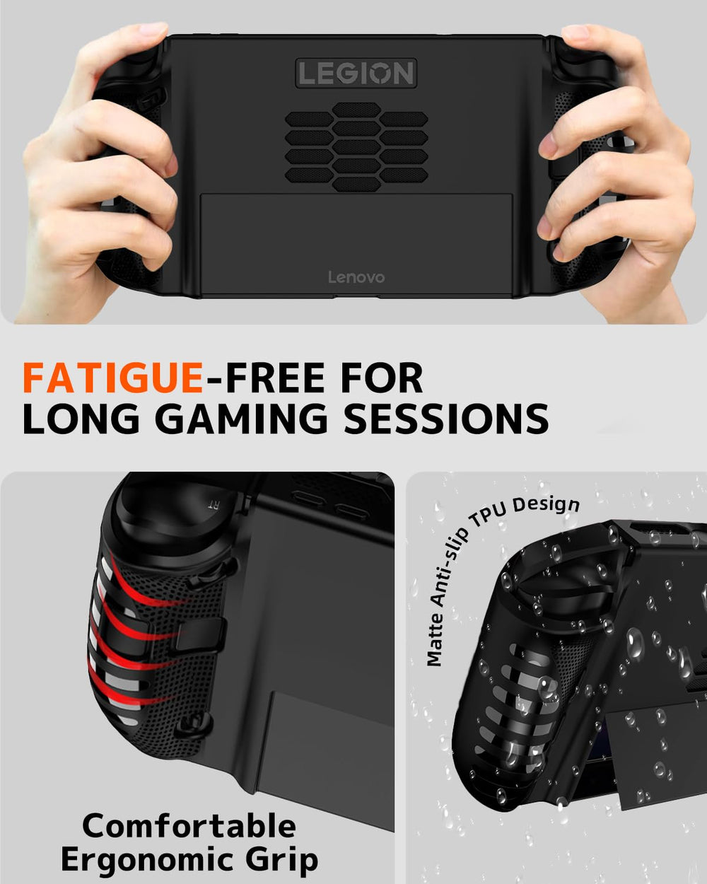 NINKI Legion GO 2 silicone skin back view shields from scratches with comfortable handling.