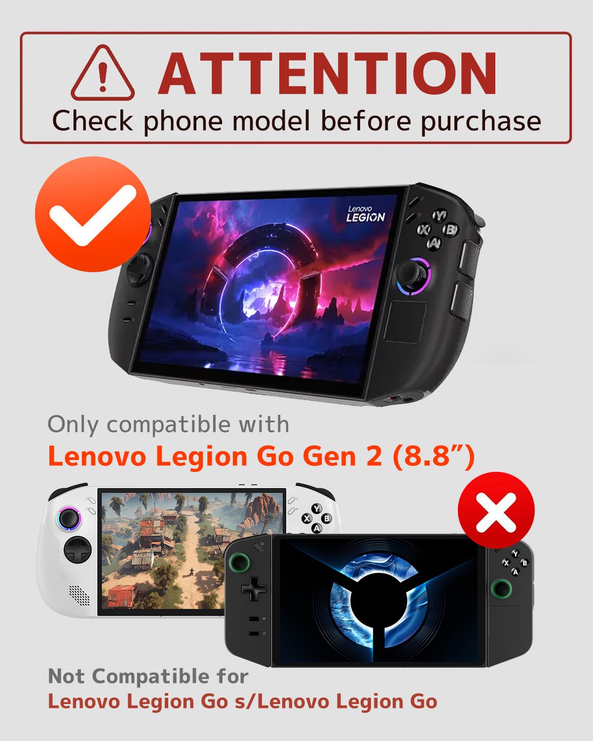 NINKI Legion GO 2 silicone skin side view shows slim protection and port access.