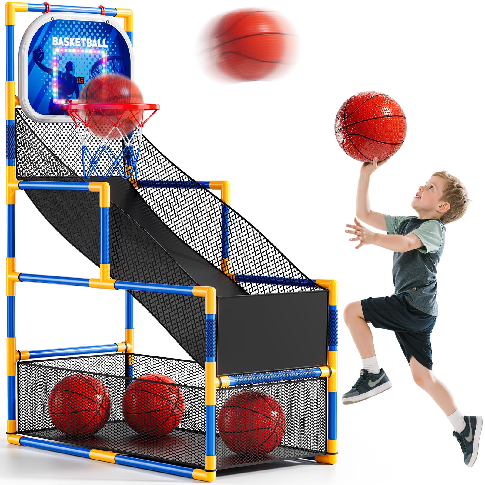 NIPLOOOW arcade basketball hoop assembly ready for quick indoor fun