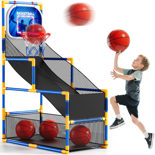 NIPLOOOW arcade basketball hoop assembly ready for quick indoor fun