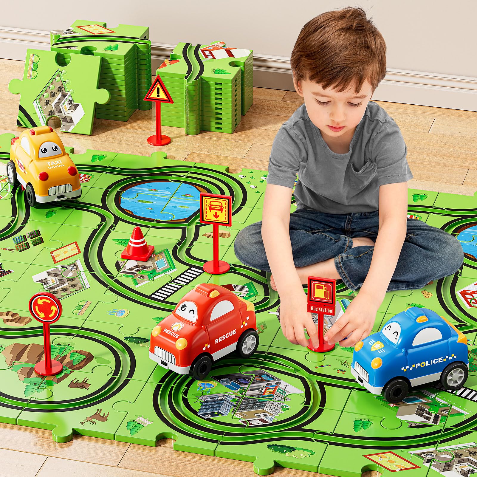 Six road signs from NIPLOOOW teach early traffic concepts during play.