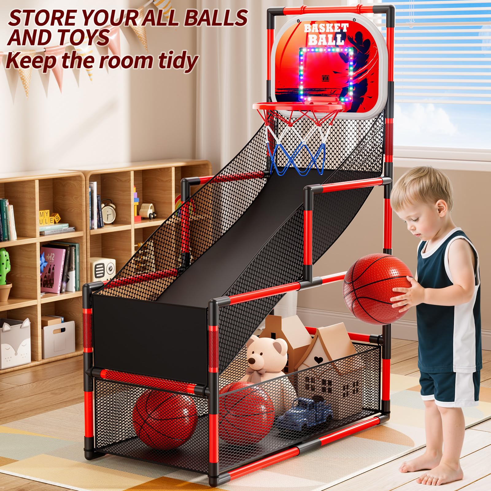 NIPLOOOW arcade basketball set designed for indoor and outdoor use in any space