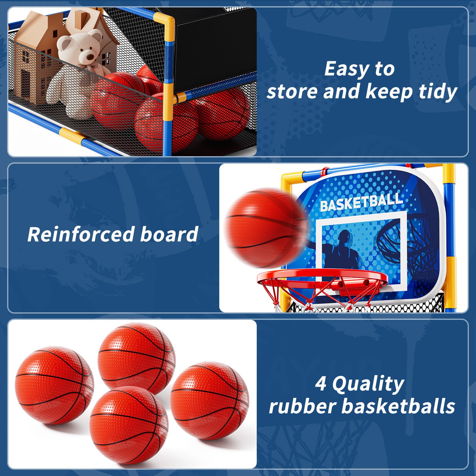 NIPLOOOW versatile basketball game for indoor and outdoor use.
