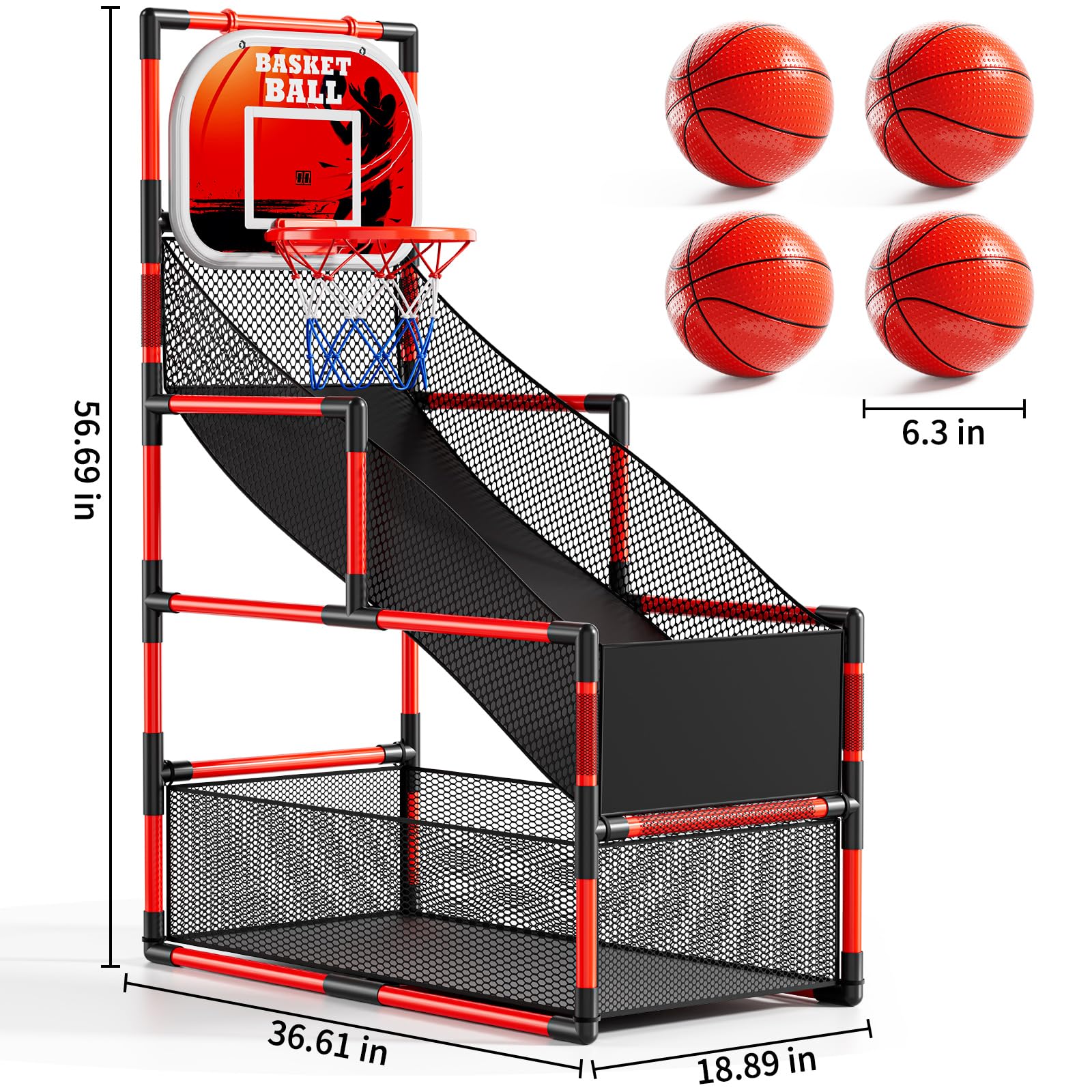 NIPLOOOW arcade basketball set height adjustment supports growing players