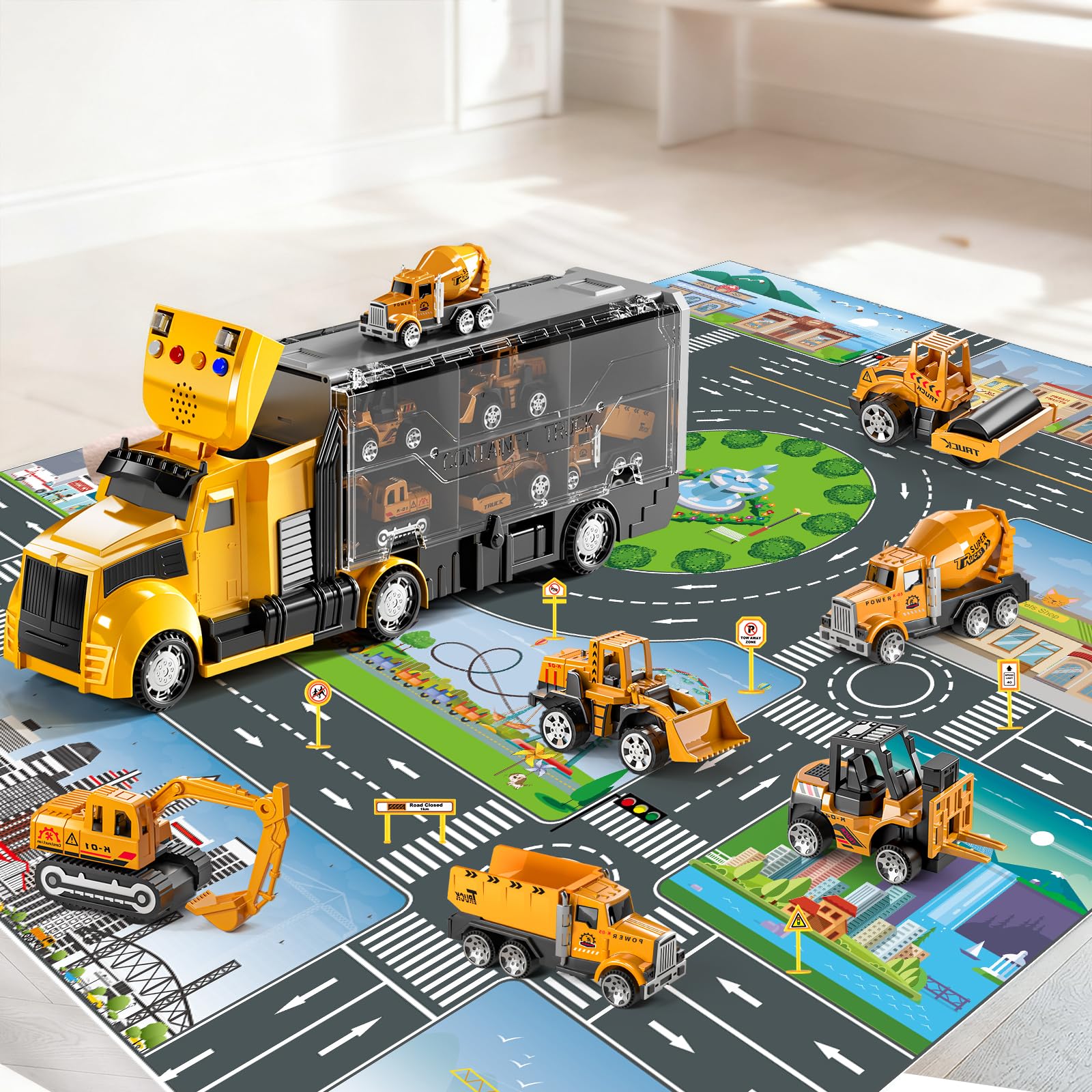 NIPLOOOW carrier truck with flip-top design enables easy insertion and removal of vehicles.