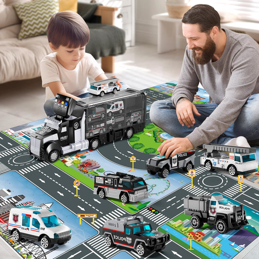 NIPLOOOW carrier truck with sound and lights encourages imaginative scenarios.