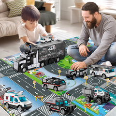 NIPLOOOW carrier truck with sound and lights encourages imaginative scenarios.