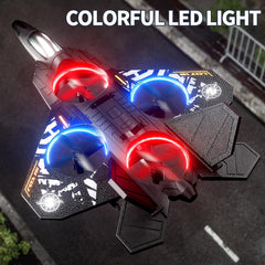 NIPLOOOW foam RC plane LED night flight with colorful lights.