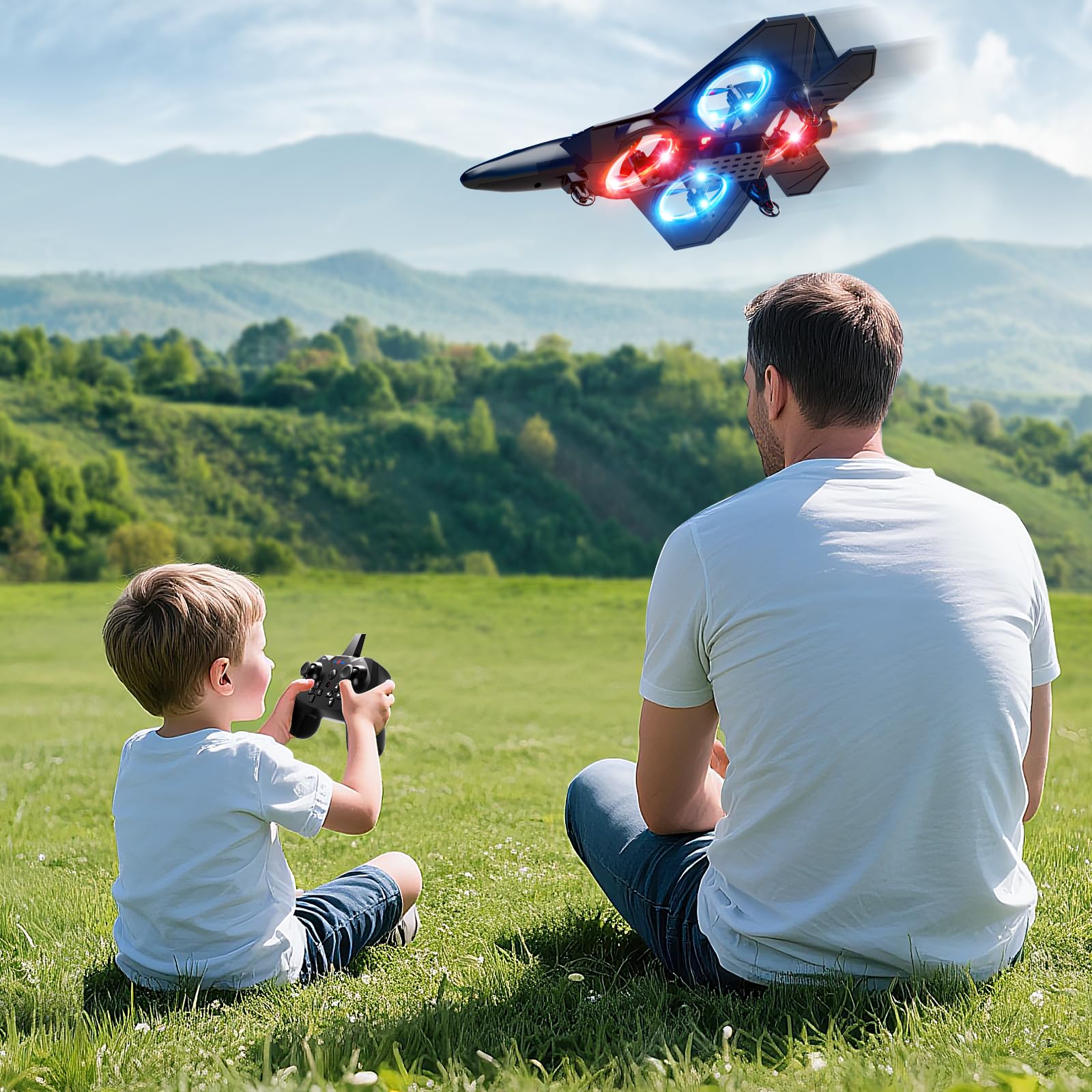 NIPLOOOW foam plane with protective propeller guards for safe play.