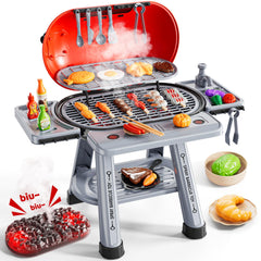 NIPLOOOW kids BBQ grill with two-layer design for expanded pretend play.