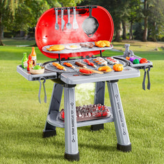 NIPLOOOW BBQ set showing smoke and lights for realistic grilling play.