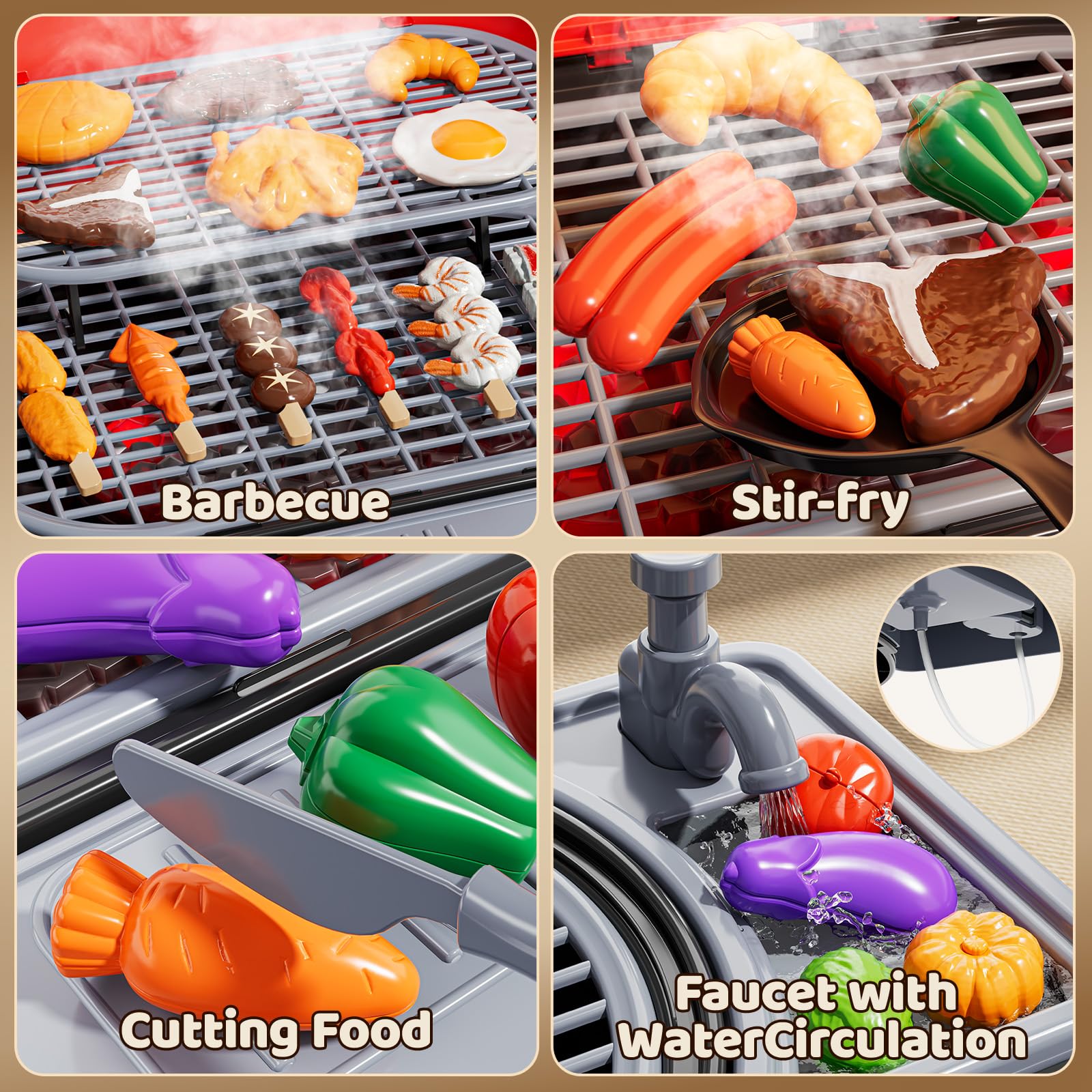 NIPLOOOW playset suitable for indoor and outdoor kitchen pretend play.