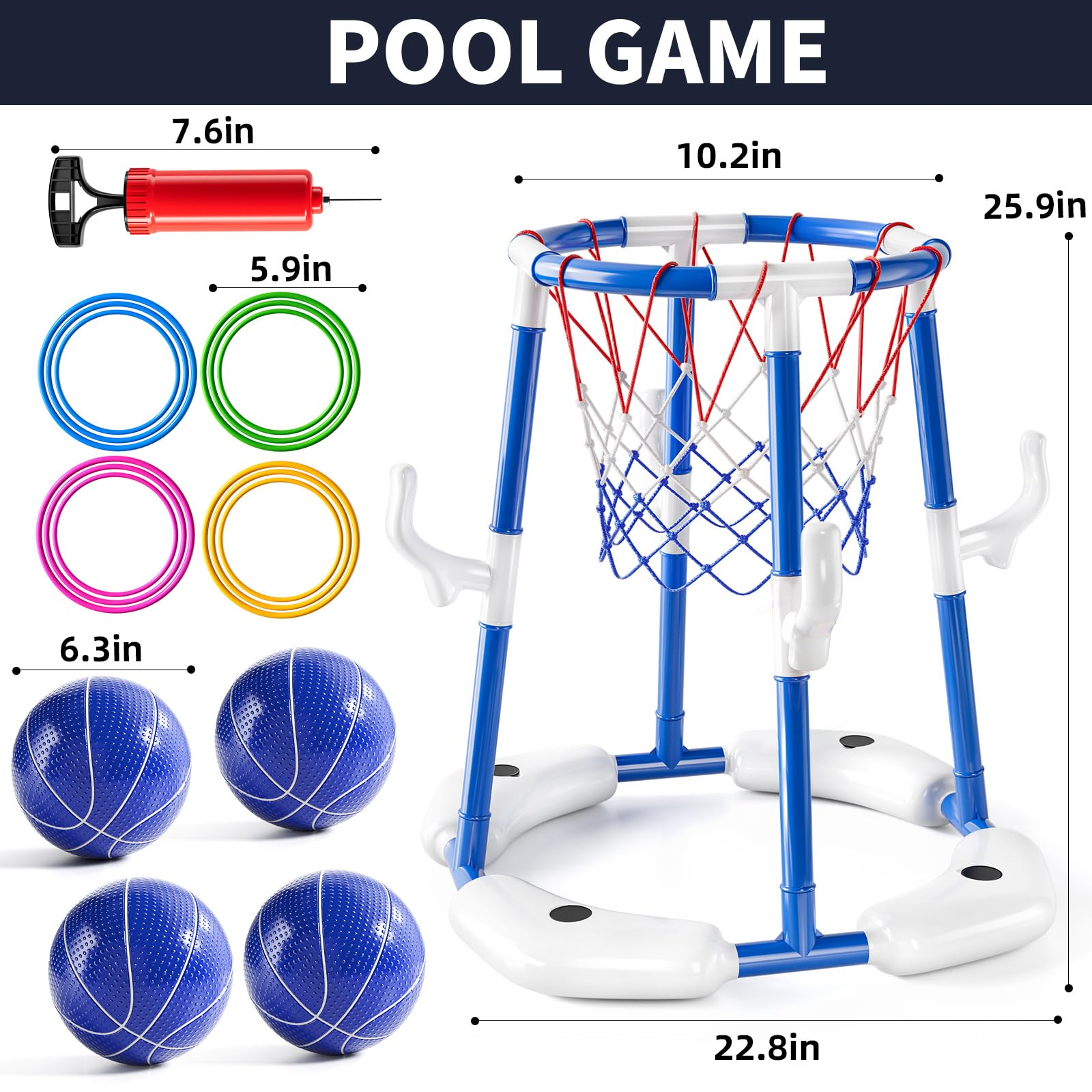 NIPLOOOW pool basketball hoop dunk action for family-friendly water play.