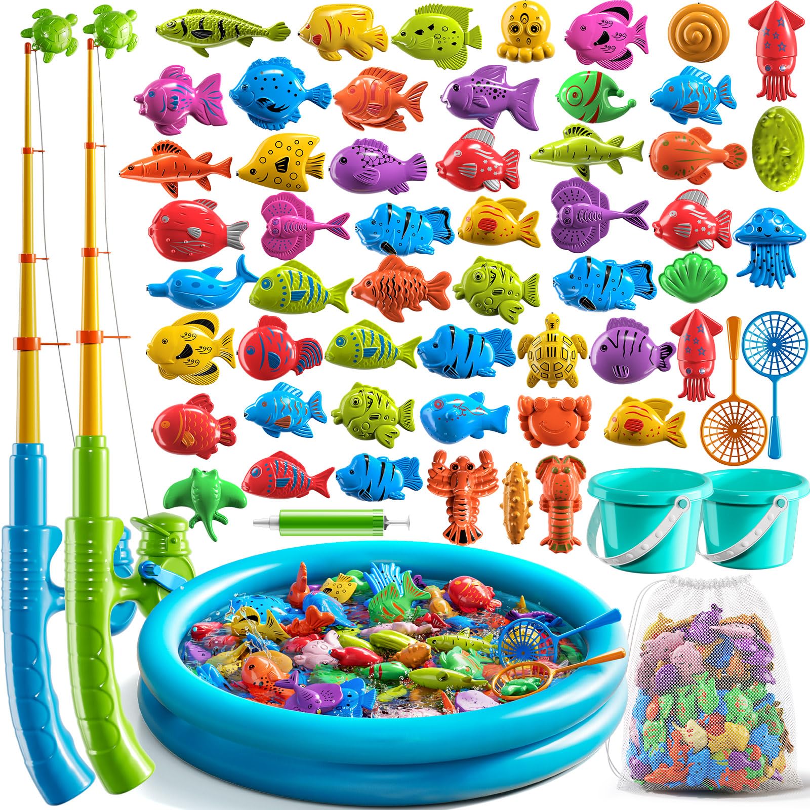 NIPLOOOW pool fishing toys game set ideal for group play in water