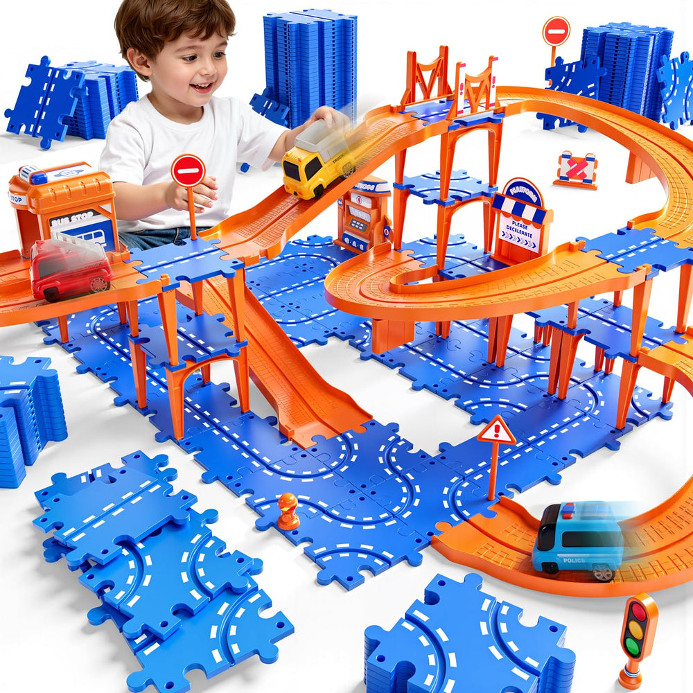 NIPLOOOW Puzzle Race Car Track Set four-layer track for imaginative play