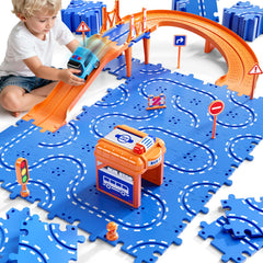 NIPLOOOW Puzzle Race Car Track Set overview for creative play and imaginative sessions.