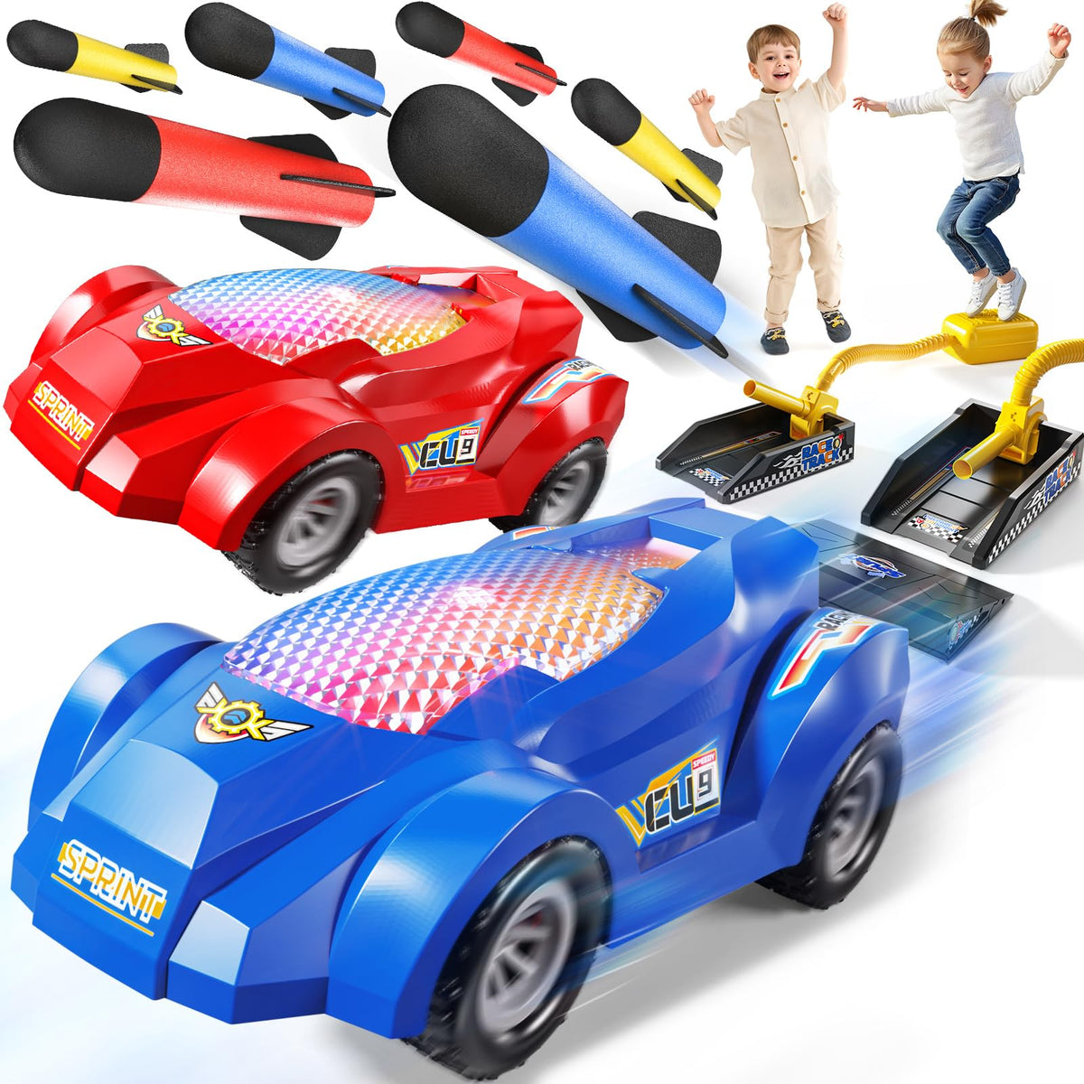 NIPLOOOW rocket launcher side view with LED cars for outdoor fun