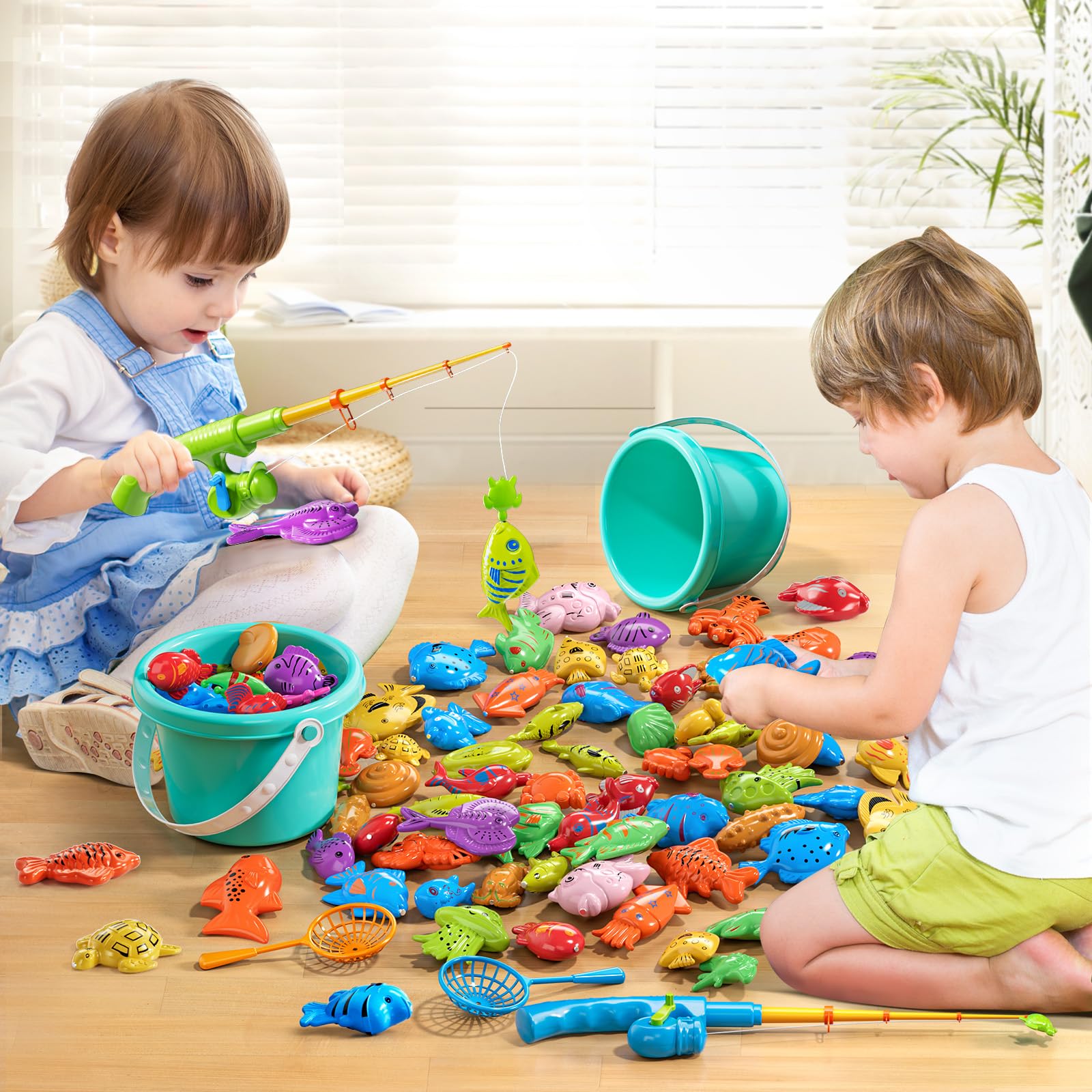 NIPLOOOW sea animals collection with 51 fish for learning colors and counting
