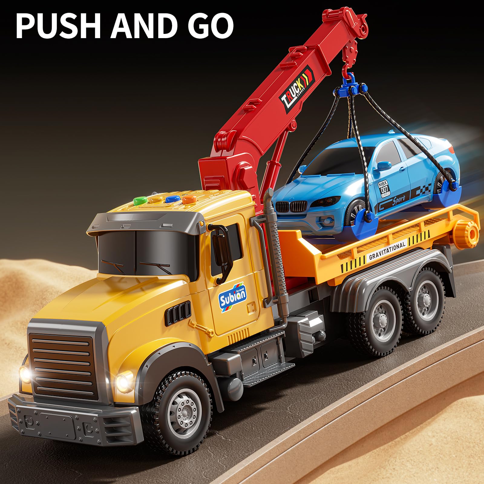 NIPLOOOW tow truck toy lights and sounds spark imaginative rescues.