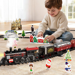 NIPLOOOW train set displayed around the Christmas tree for festive fun.