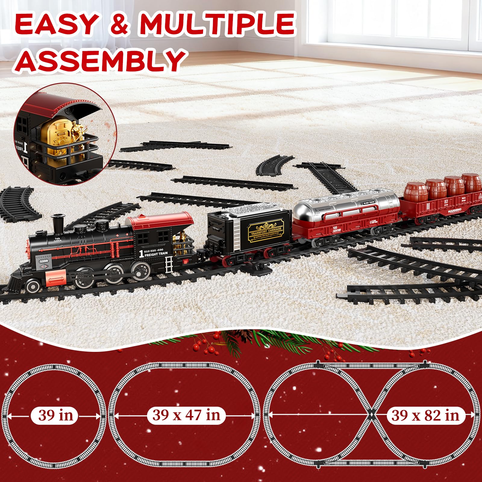 NIPLOOOW train set LED headlights brighten night-time play.