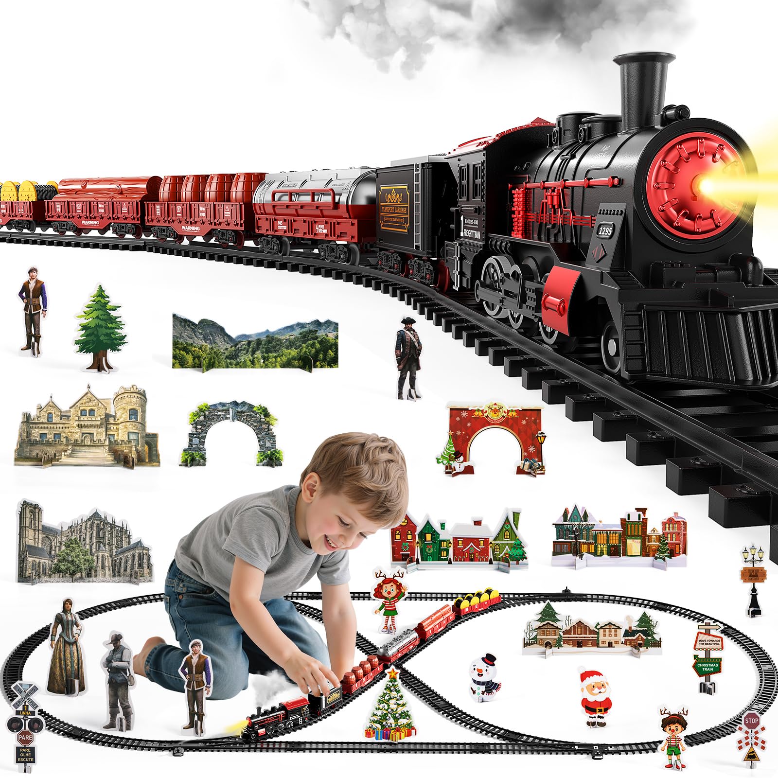NIPLOOOW train set steam locomotive captivates toddlers with imaginative play.