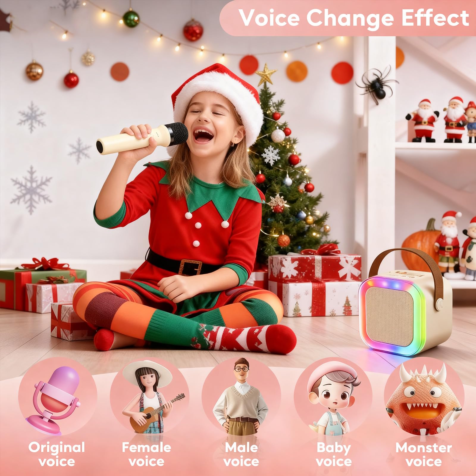 Niskite karaoke with five voice-change modes for playful performances.