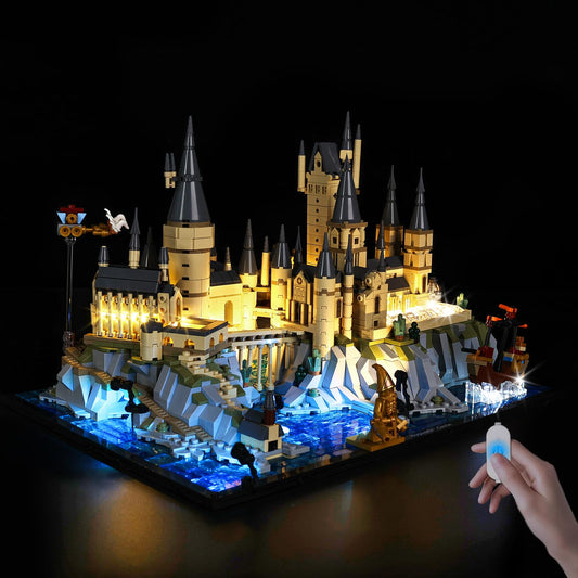 Nitemode LED light kit lights Lego 76419 Castle and Grounds for enhanced display.