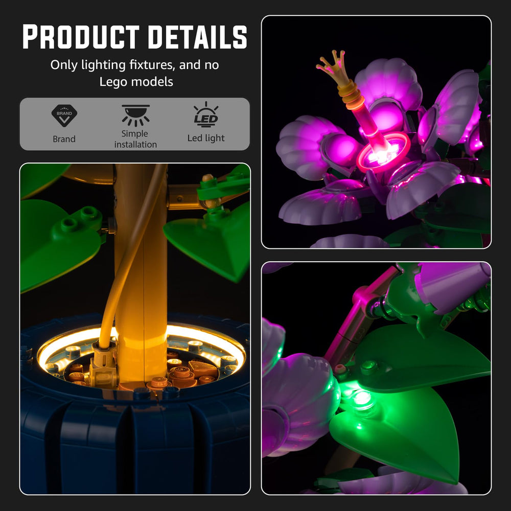 Nitemode light kit warm glow emphasizes petals and textures.