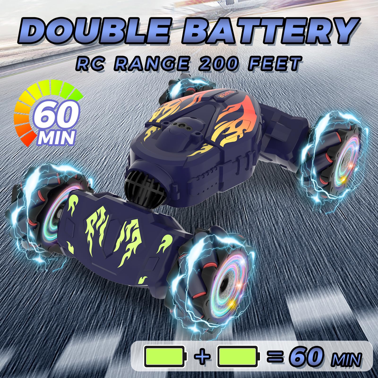Nitigo Gesture RC Car rugged tires tackle sand, grass, snow.