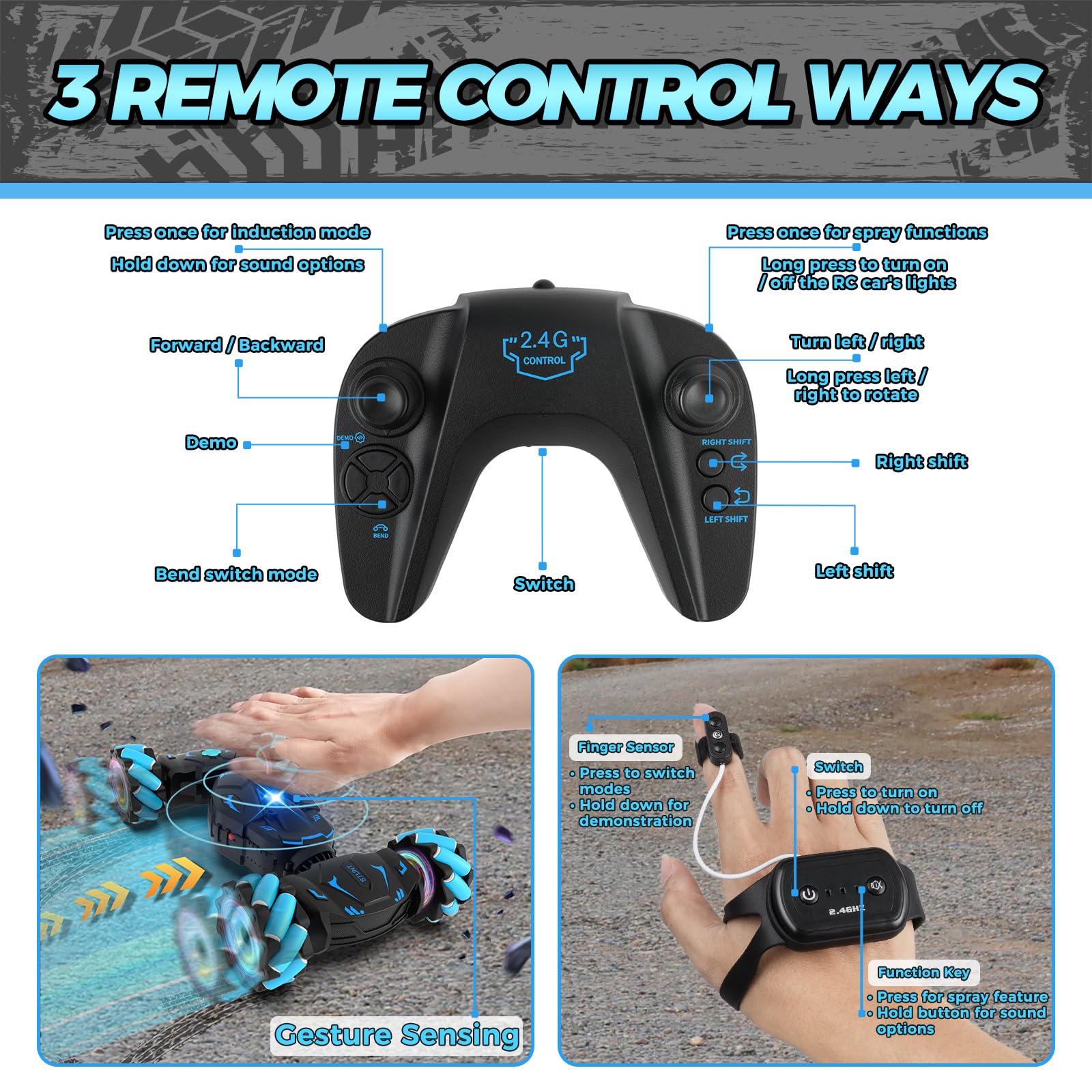 Nitigo Gesture RC Car ideal gift idea for kids ages 6 to 12.