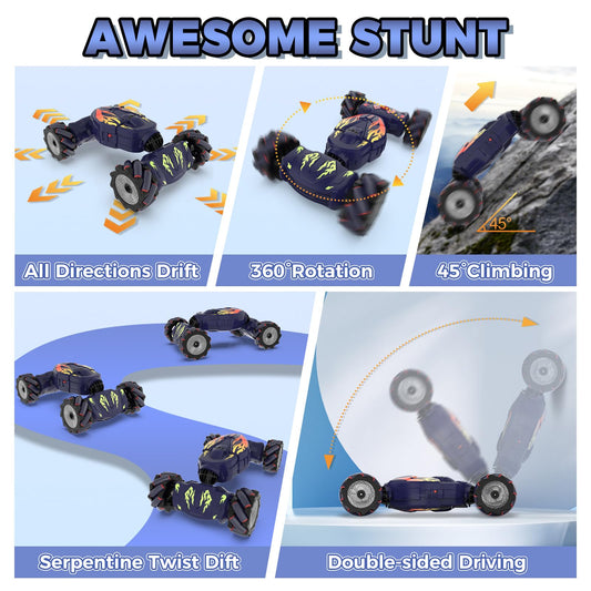 Nitigo Gesture RC Car side view shows durable tires for all terrains.