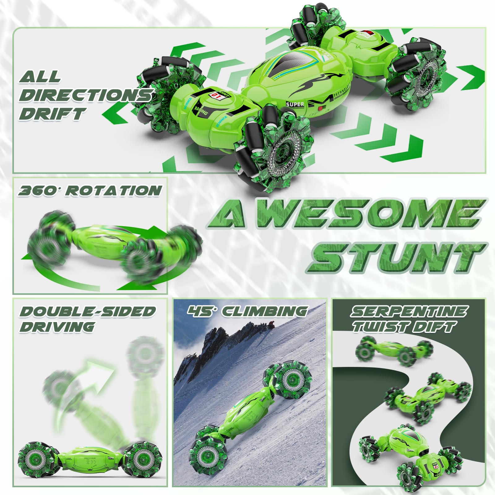 Nitigo Gesture RC Car top view highlighting compact battery access
