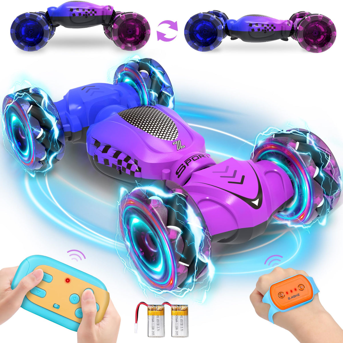 Nitigo remote control car gesture sensing lights for night play and precise control.