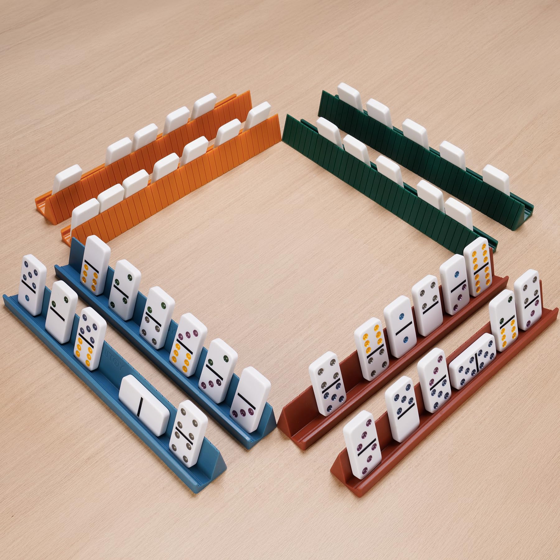 NiToy domino racks—adult-friendly accessory for focused, distraction-free play.