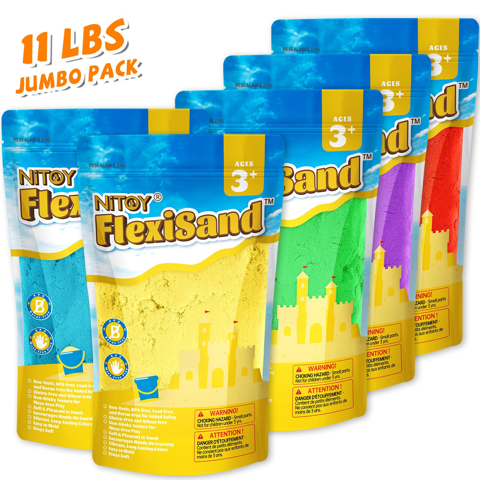Individual color bags for organized, mess-conscious play with FlexiSand