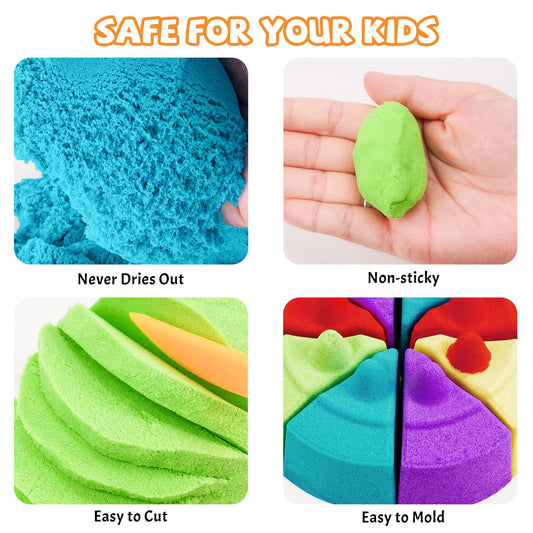 NiToy FlexiSand five-color close-up for color mixing and molding