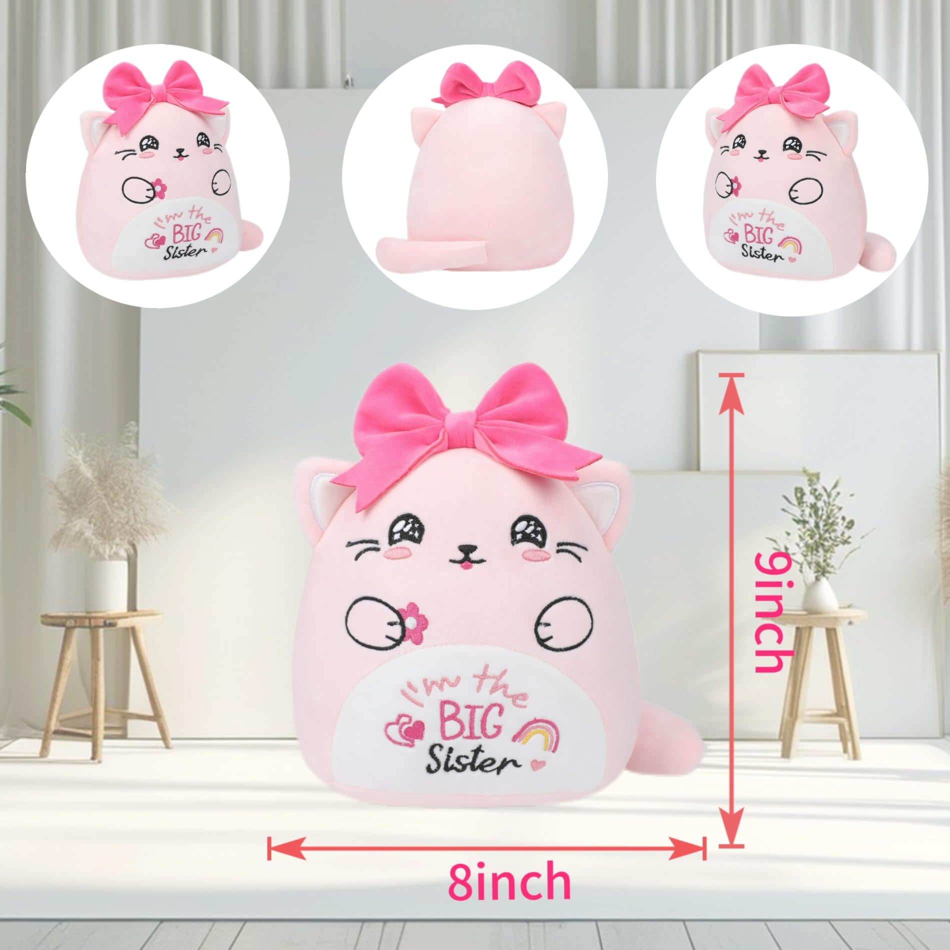 NIUBEHOHO plush cat with a rosy bow for adorable gift moments