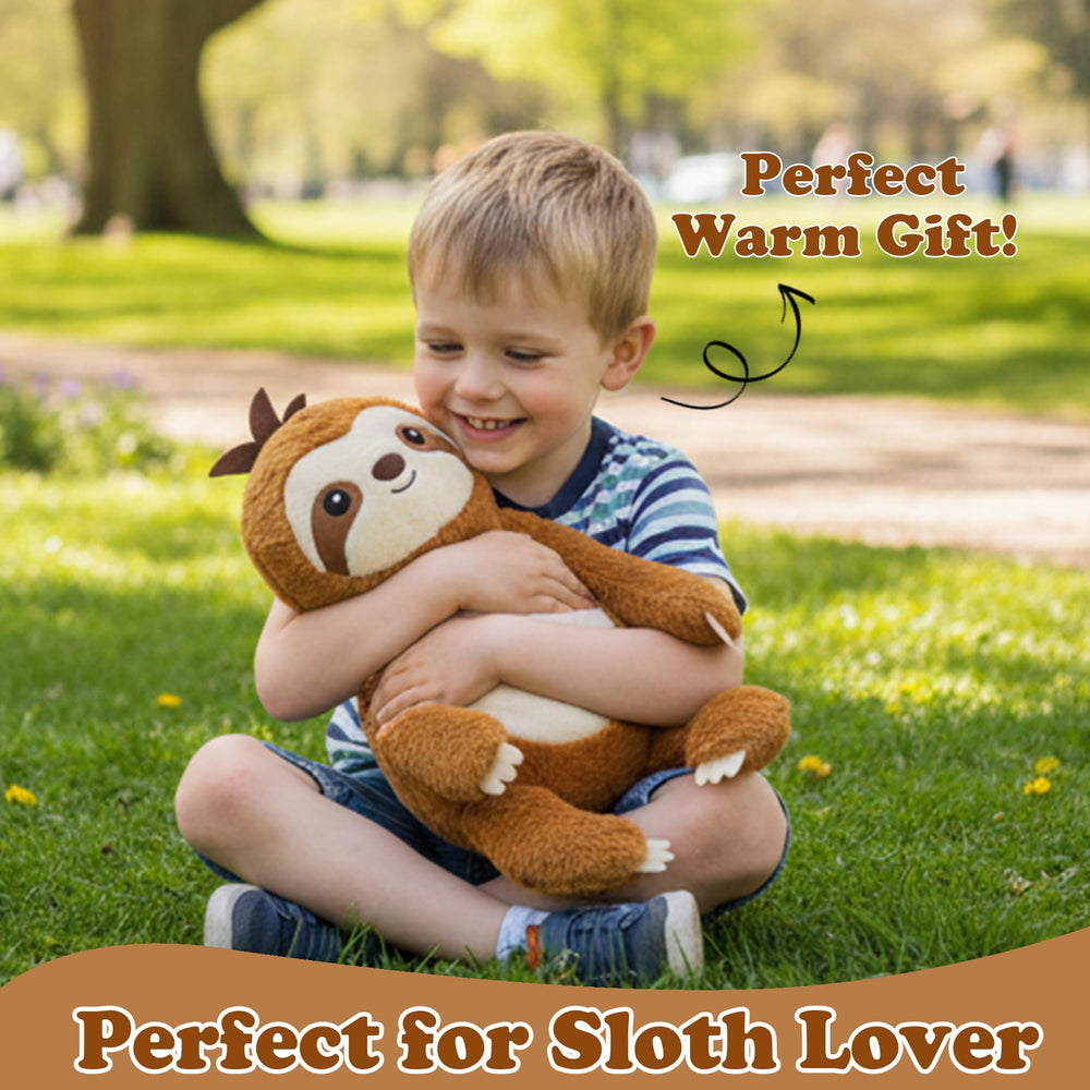 NIUBEHOHO sloth plush with removable heating pad for easy reheat and cleaning