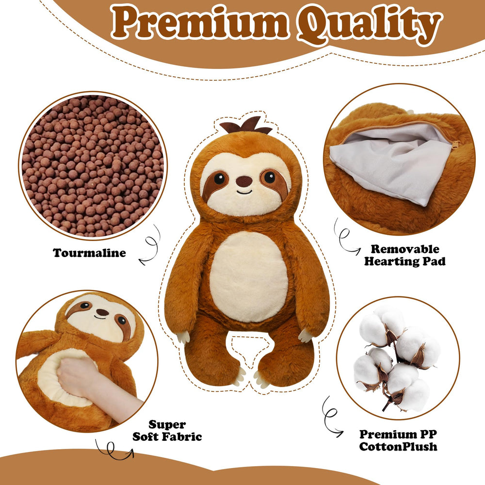 NIUBEHOHO sloth plush heats in 90 seconds for quick warmth