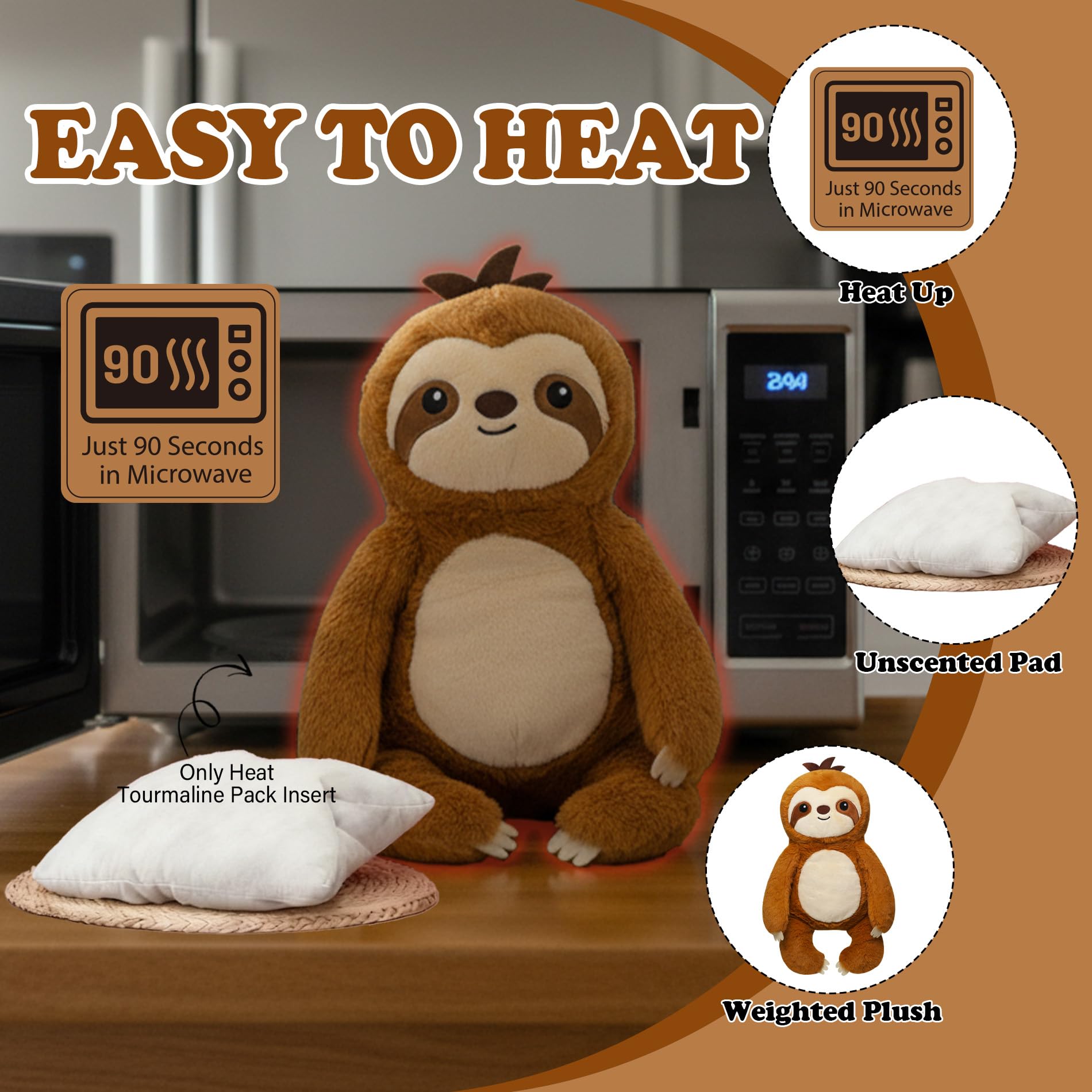 NIUBEHOHO sloth plush sized at 16 inches for desk and bed use