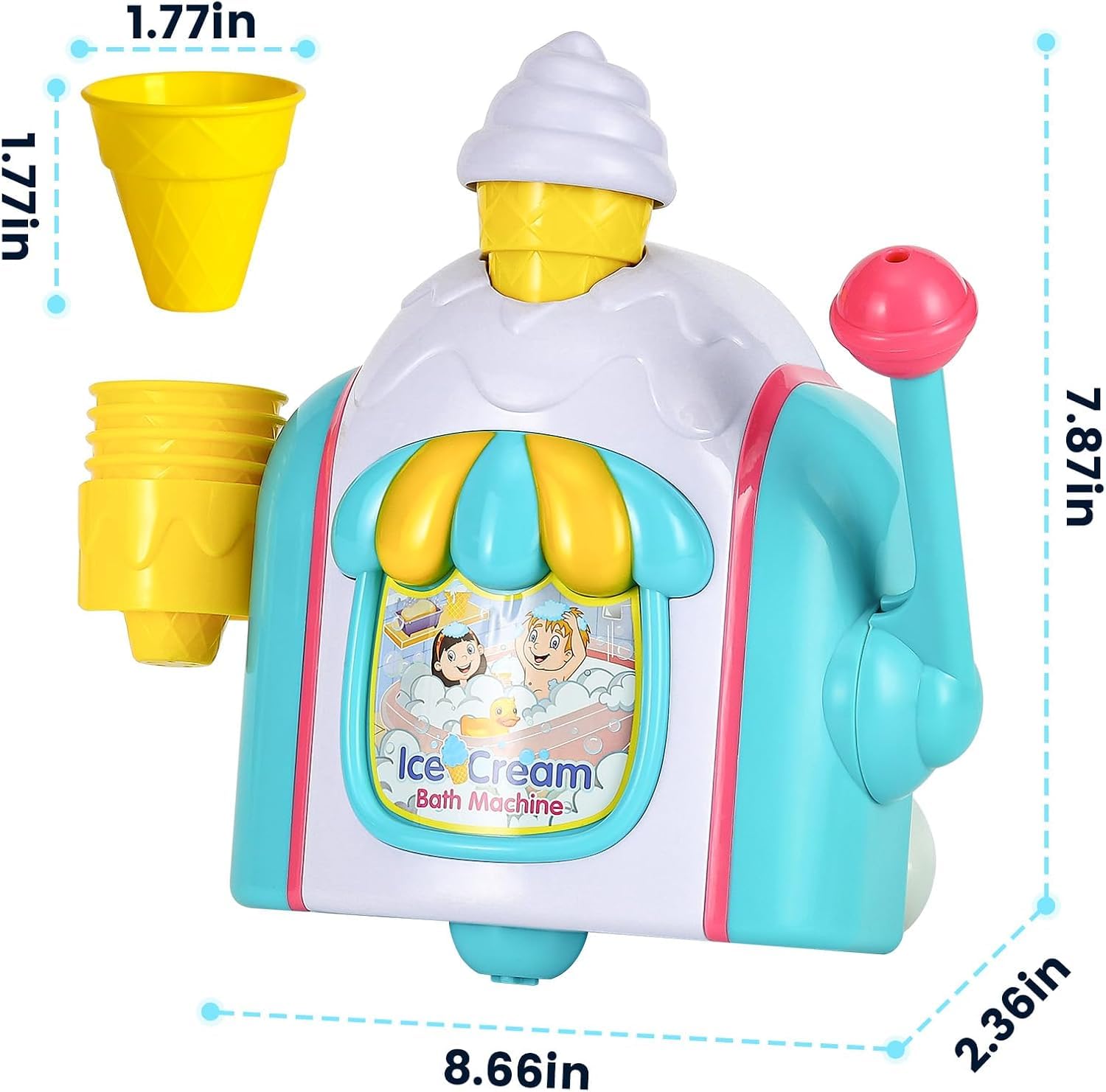 Niulife bubble ice cream bath toy handle ready to pull for bubble fun