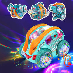 Niulife light up sensory car toy reveals transparent gears for visual exploration.