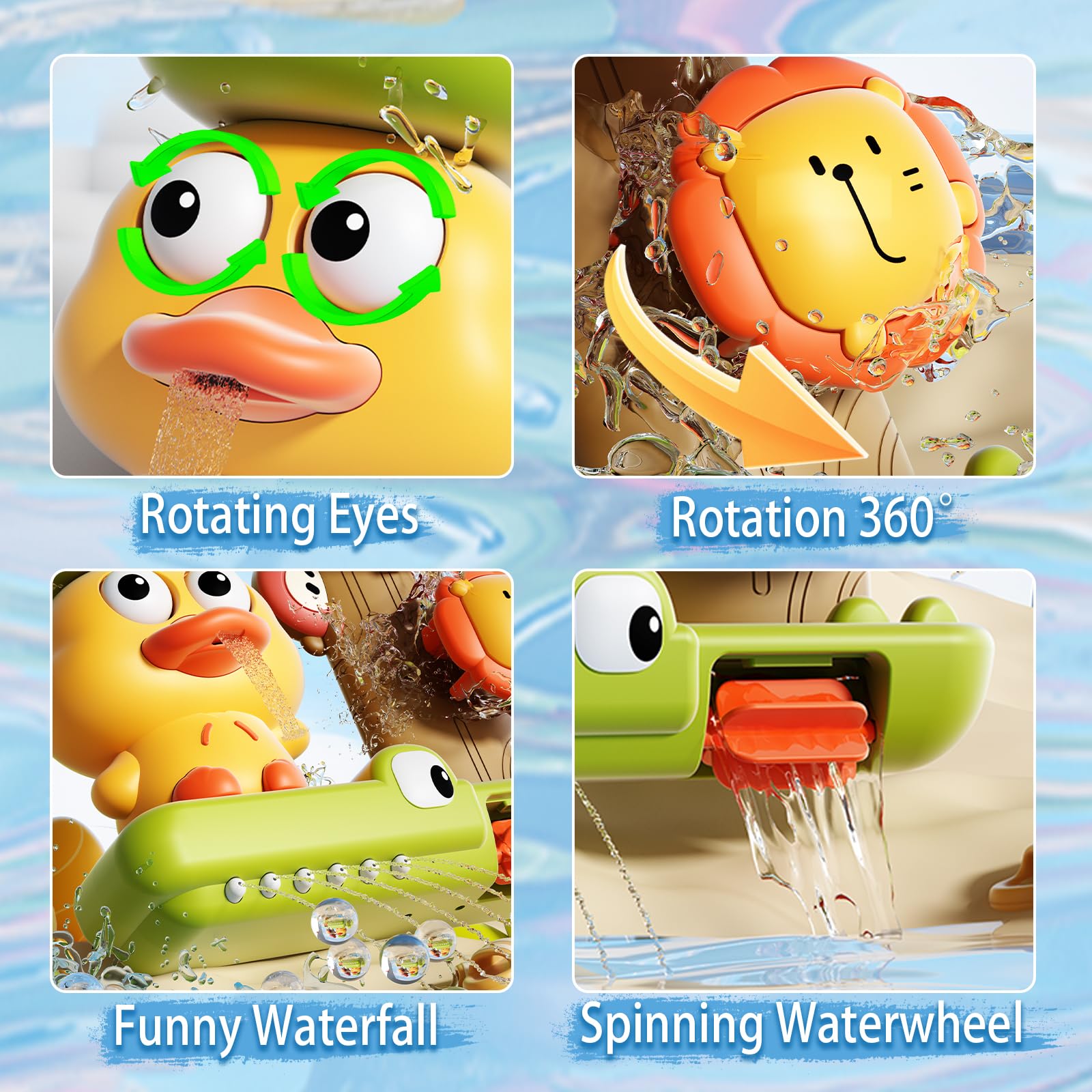 Niulife valves water wheel bath toy teaches cause-and-effect while water flows.