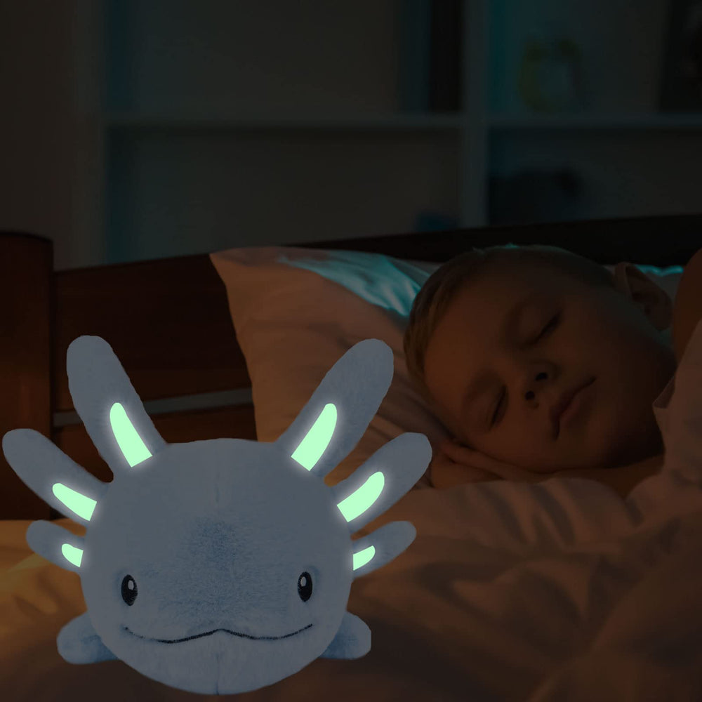 Niuniu Daddy 18-inch axolotl weighted plush back view suggests size and cuddling potential