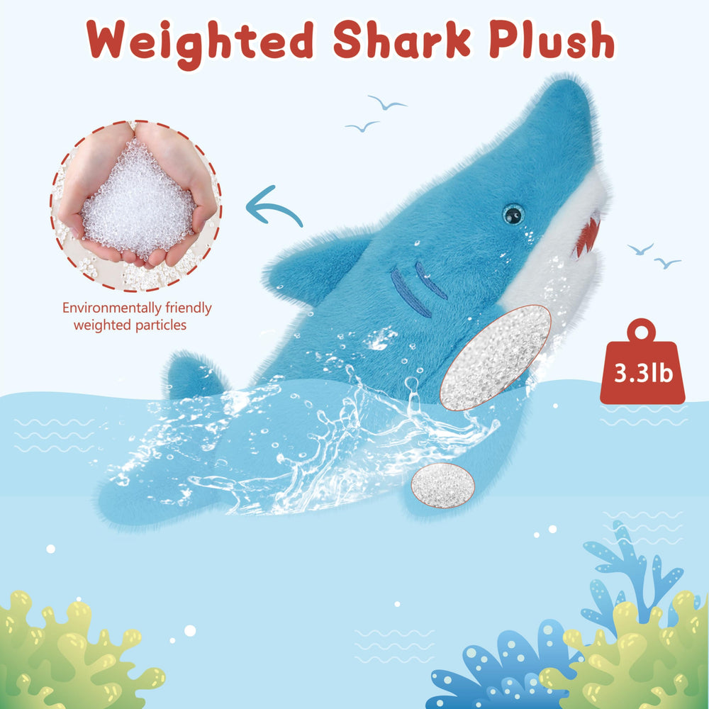 Niuniu Daddy weighted shark hugs back with belly and fin weight.